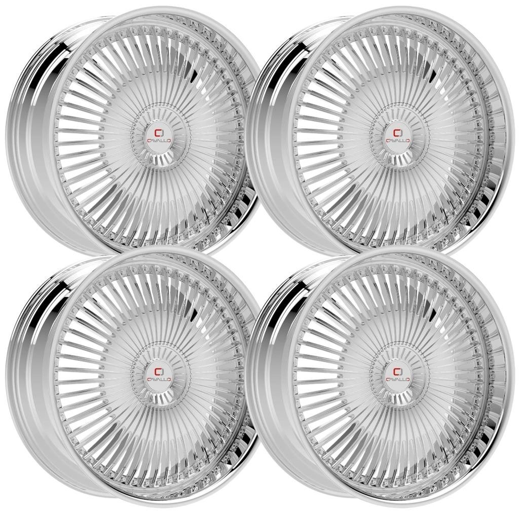 (Set-4) Cavallo CLV-41 20x8.5 5x114.3/5x120 35mm Nano Chrome wheels rims 20 Inch
