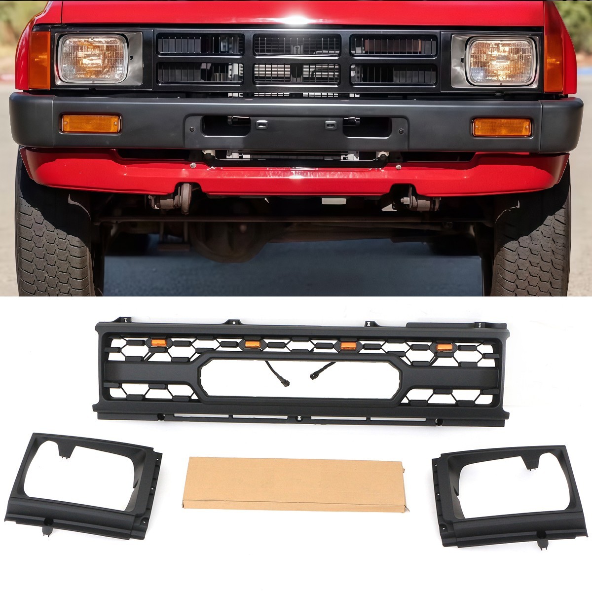 Black Front Grille With lamp frame Fit For Toyota Pickup-Hilux 1984-1986