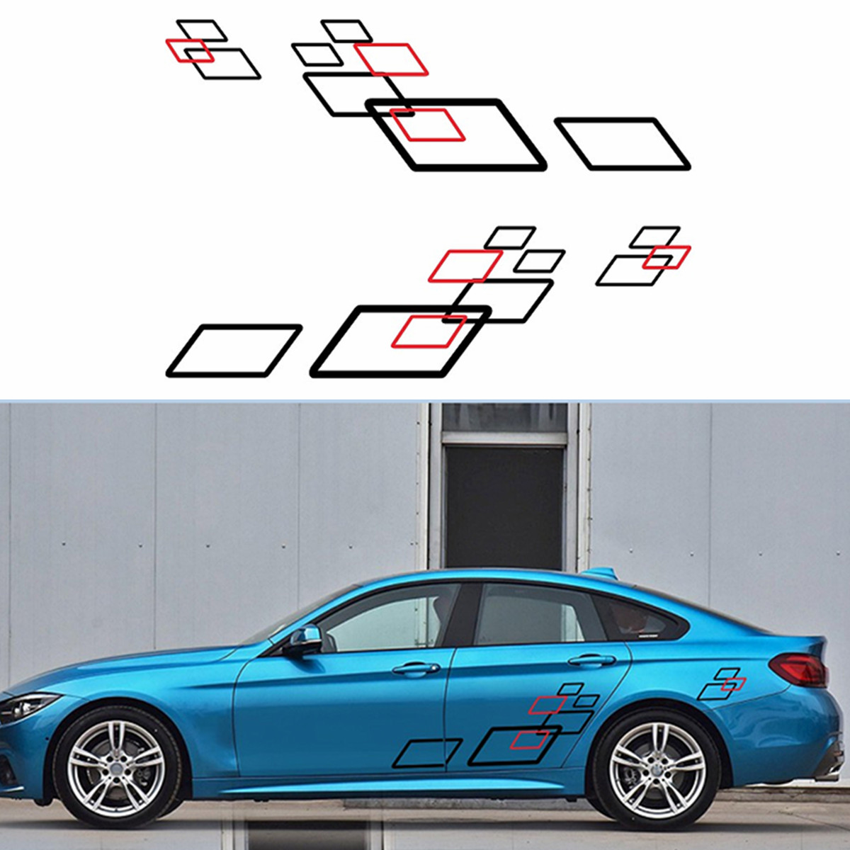 Car Side Body Decoration Sticker Racing Parallelogram Graphics Vinyl Film Decals