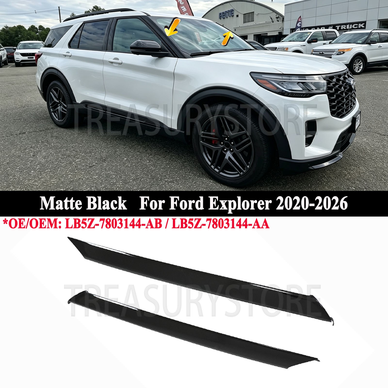 For Ford Explorer 2020-2026 Left & Right Black Windshield Pillar Trim Molding