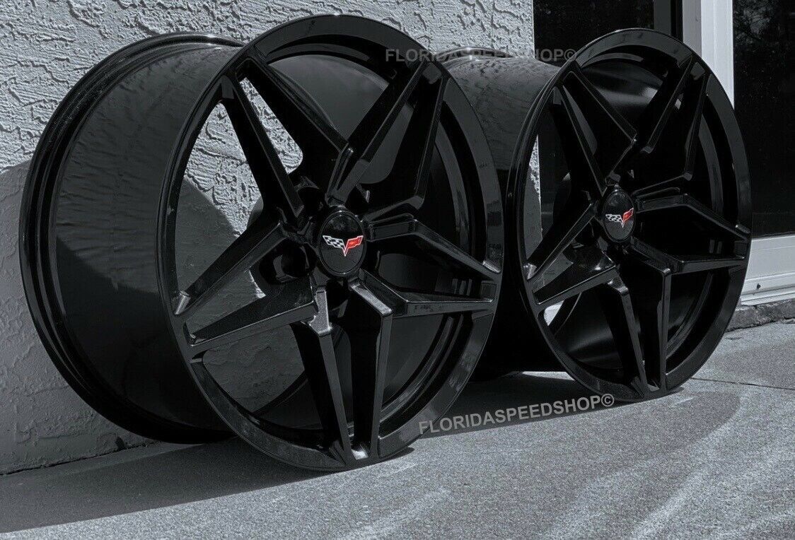 Gloss Black Carbon Flash C7 ZR1 Corvette Wheels FITS: C6 Z06/GS/ZR1 19X10/20X12\