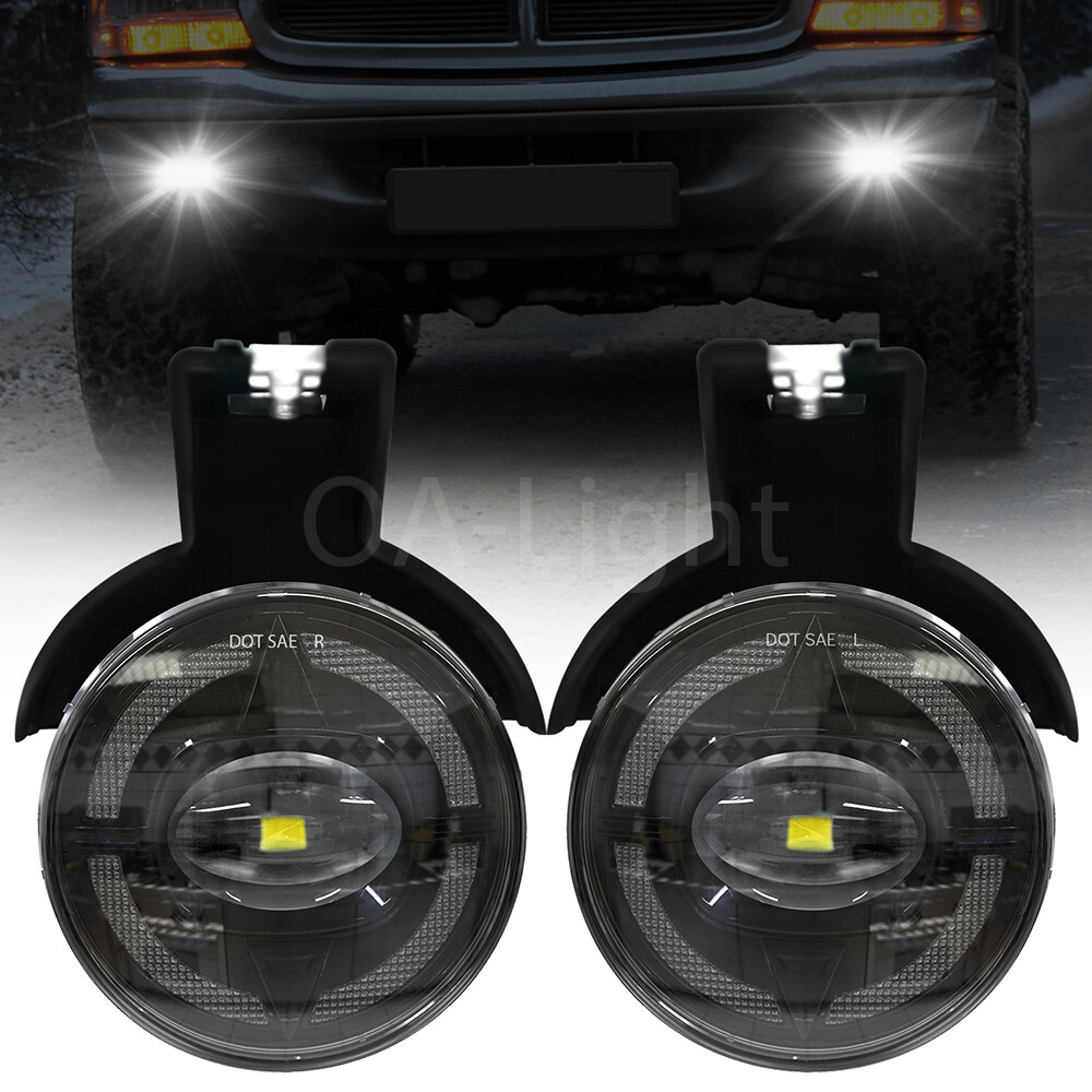 LED Fog Lights+DRL For 1997-2000 Dodge Dakota/98-00 Durango Pickup Lamps Pair