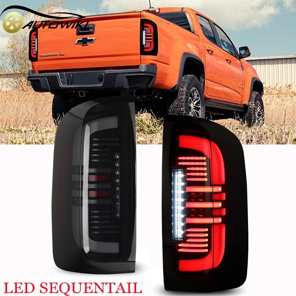 LED Sequential Tail Lights 2015-2022 For Chevy Colorado Black Smoke Brake Lamps
