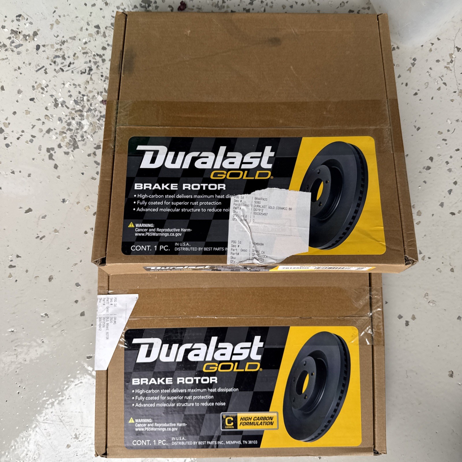 2 Duralast Gold Brake Rotors 70125DG, Brand New, With Box
