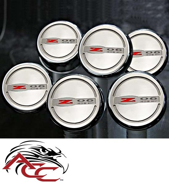 Fluid Cap Covers Z06 405HP Style – 2002–2004 C5 Corvette – Manual – Qty 6