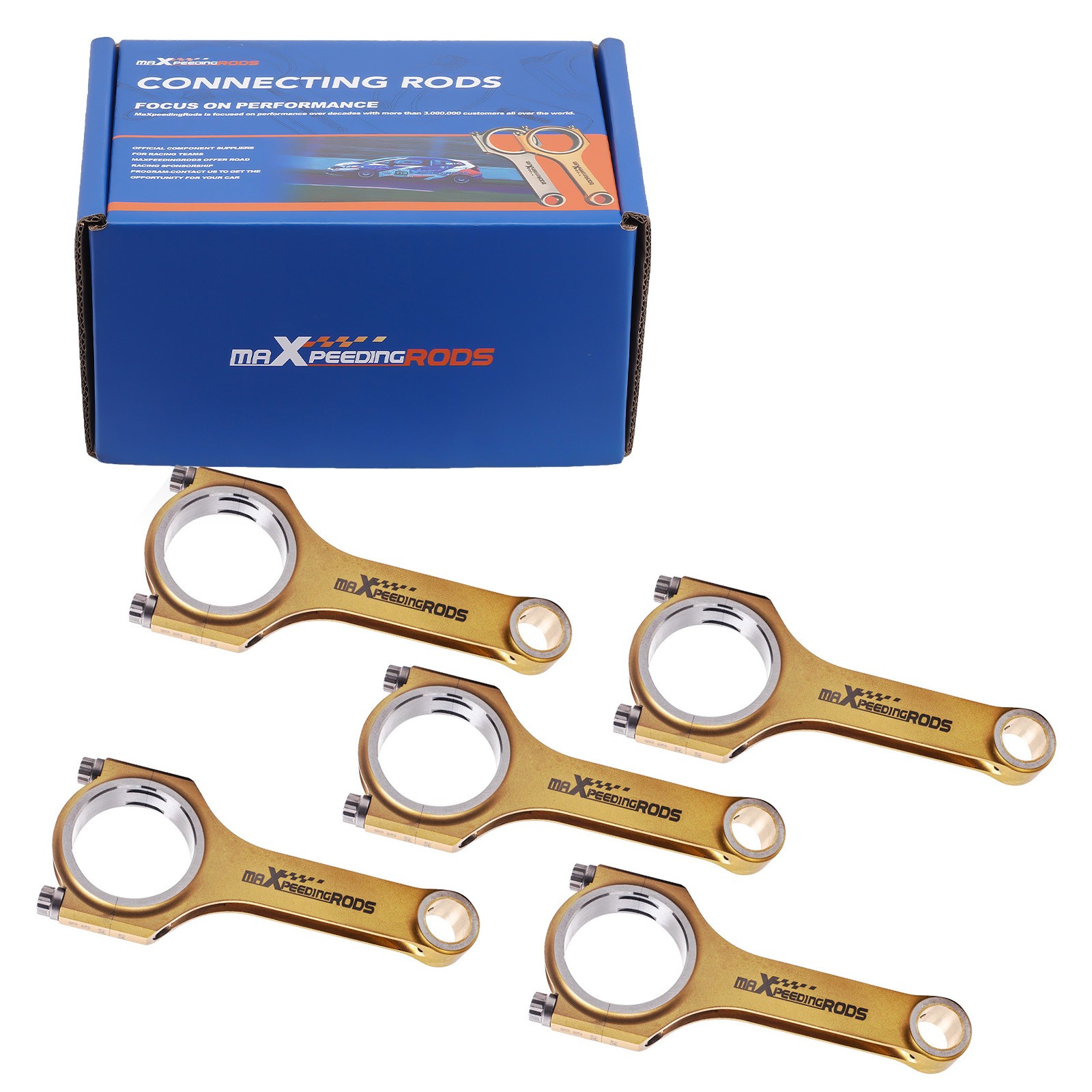 5x Titanizing 4340 Steel Connecting Rods+ARP2000 Bolts For Volvo 850 C70 139.5mm