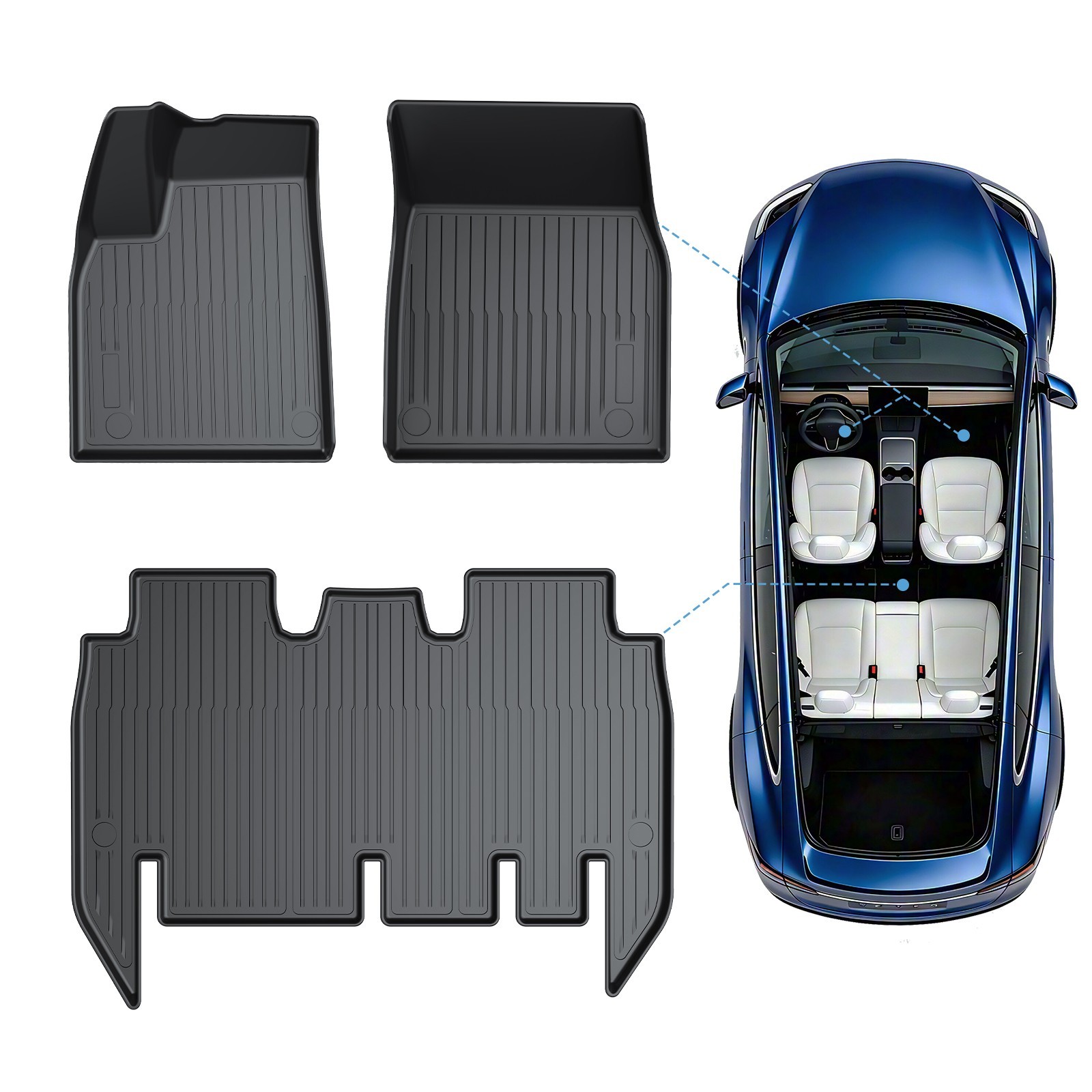COMAUTO Cargo Liner for Tesla Model X 2021-2026 2027 All Weather TPE mats 3PCS
