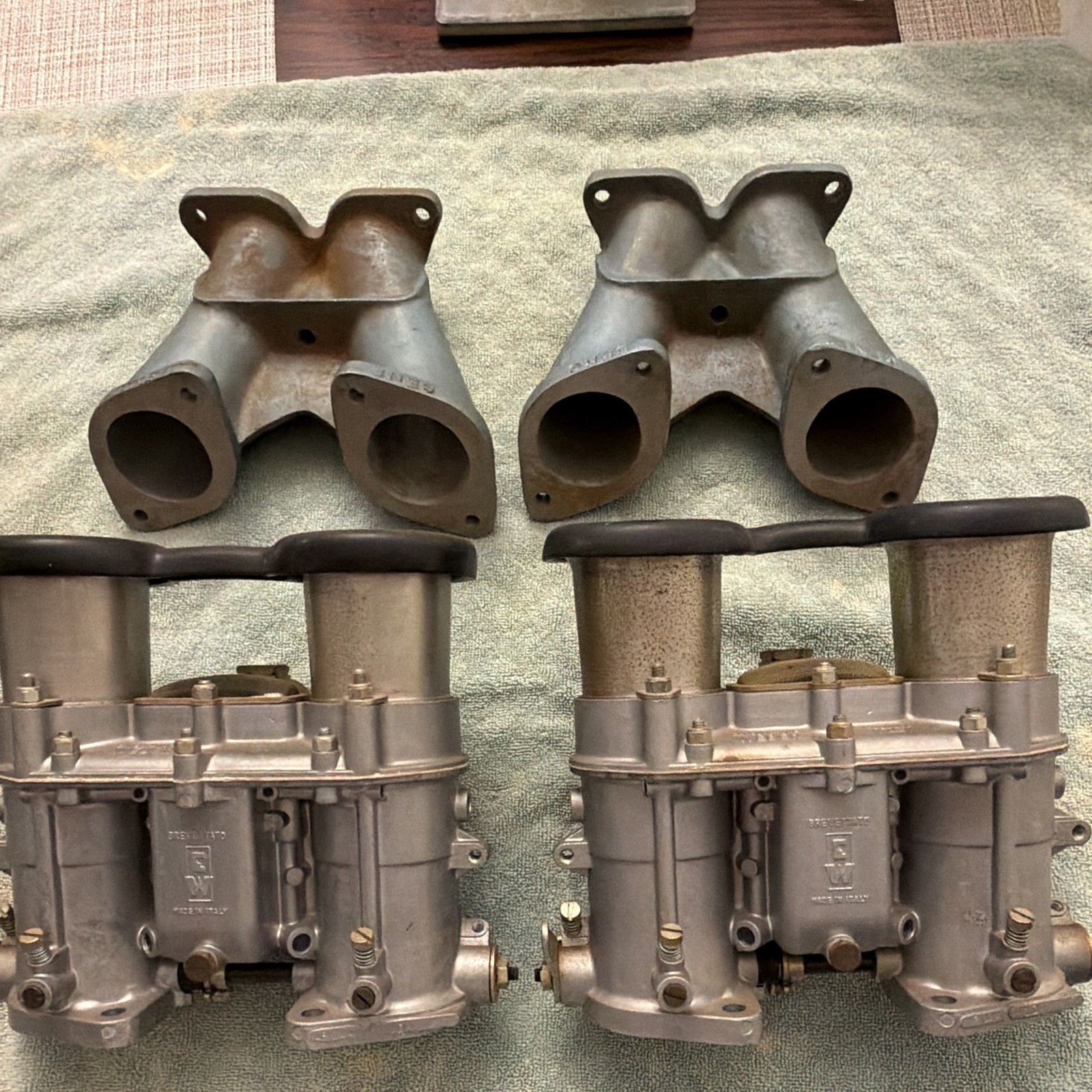 ULTRA-RARE UNUSED VINTAGE ITALIAN WEBER 48 IDA CARBURETOR & GENE BERG MANIFOLDS