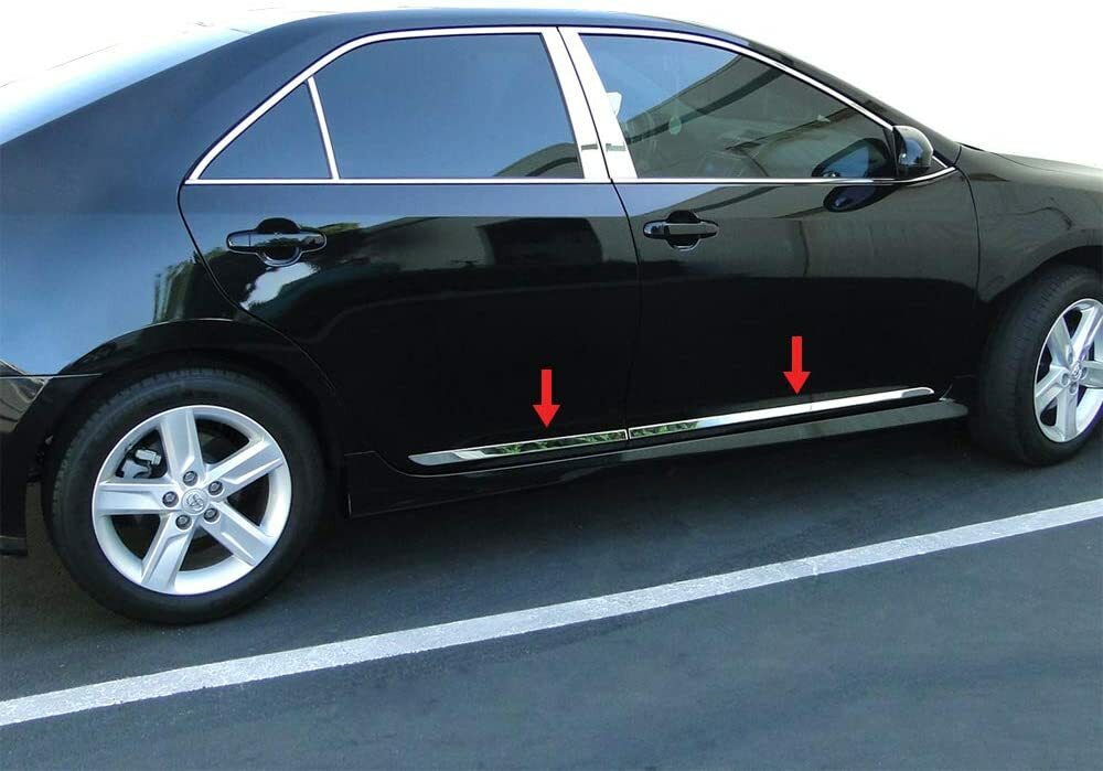 fit:2012-2014 Toyota Camry Flat Body Side Molding Trim Stainless 4Pc 1 1/2