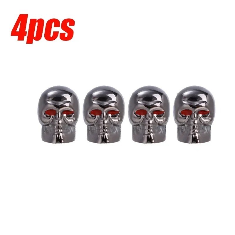 4PCS Skull Tire Valve Caps Universal Car Motorcycle Bike Wheel Stem Dust Covers