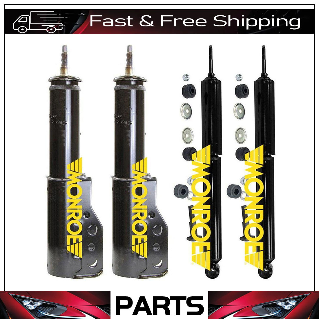 Monroe OEM Front Strut & Rear Shock For 1982-1992 Chevy Camaro Lifetime Warranty