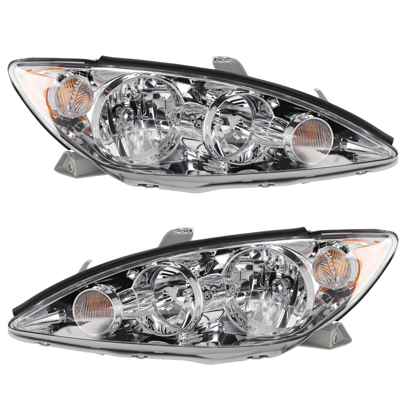 Headlight Set For 2005-2006 Toyota Camry Left and Right Chrome Housing 2Pc