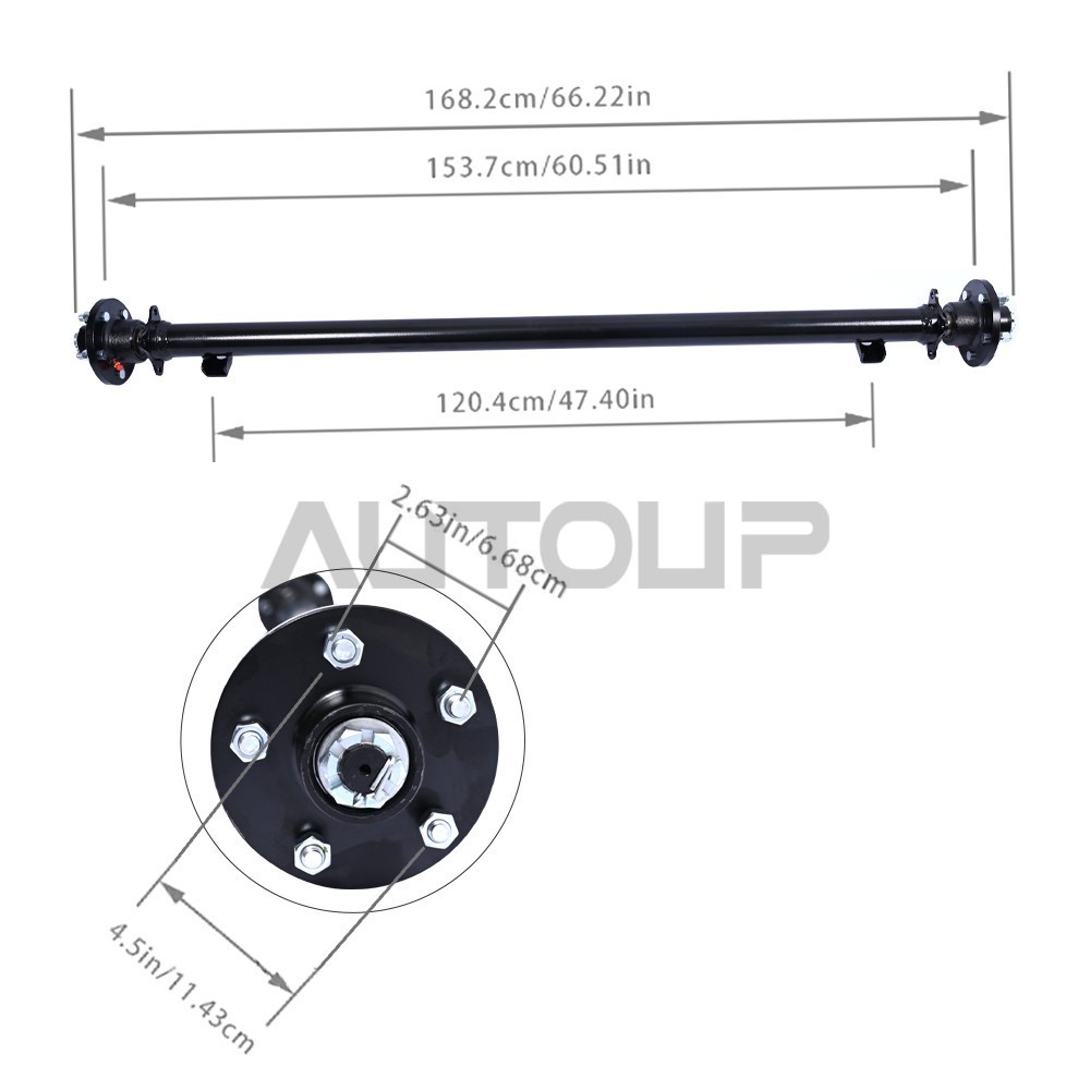 5 lug Utility Axle 3500lbs Boat Axle 3.5K Trailer Axle For Trailer Cargo Dump RV