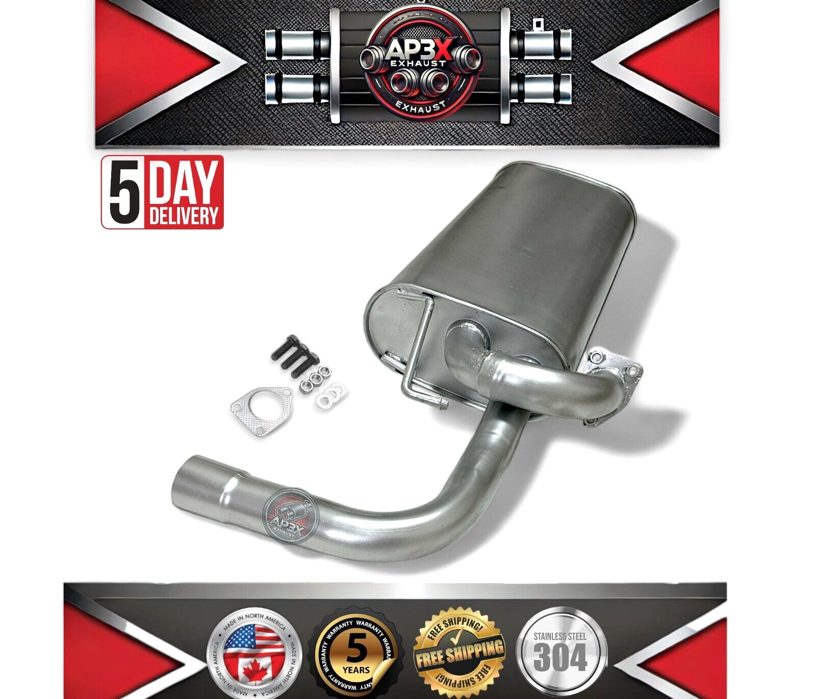 Fits: 2014 To 2019 Mitsubishi Outlander Sport 2.4L Rear Muffler(Stainless Steel)