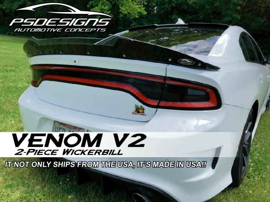 PSDesigns 2 Layer VENOM V2 2015-23 Fits on Dodge Charger Rear WickerBill Spoiler