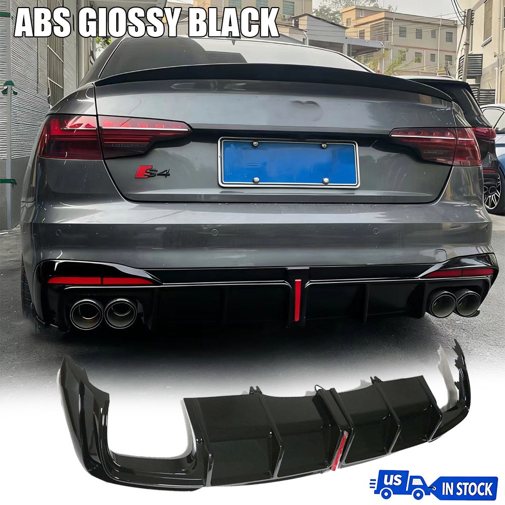 ABS Gloss black Rear Bumper Diffuser Lip Spoiler For Audi A4 S4 B10 2020-2024