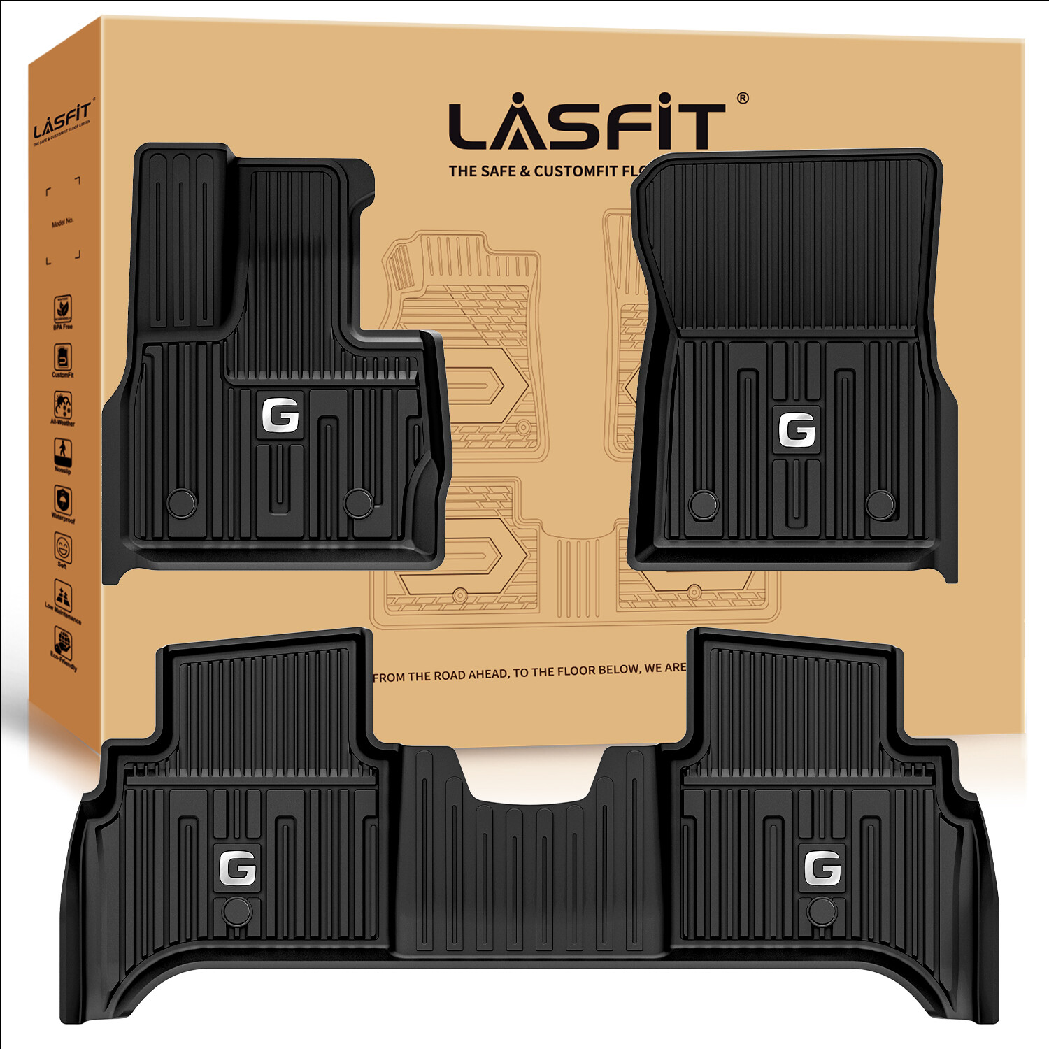 TPE 1st -2nd Row Floor Liners For 2019-2026 Mercedes-Benz G580 G550 G500 G63 AMG