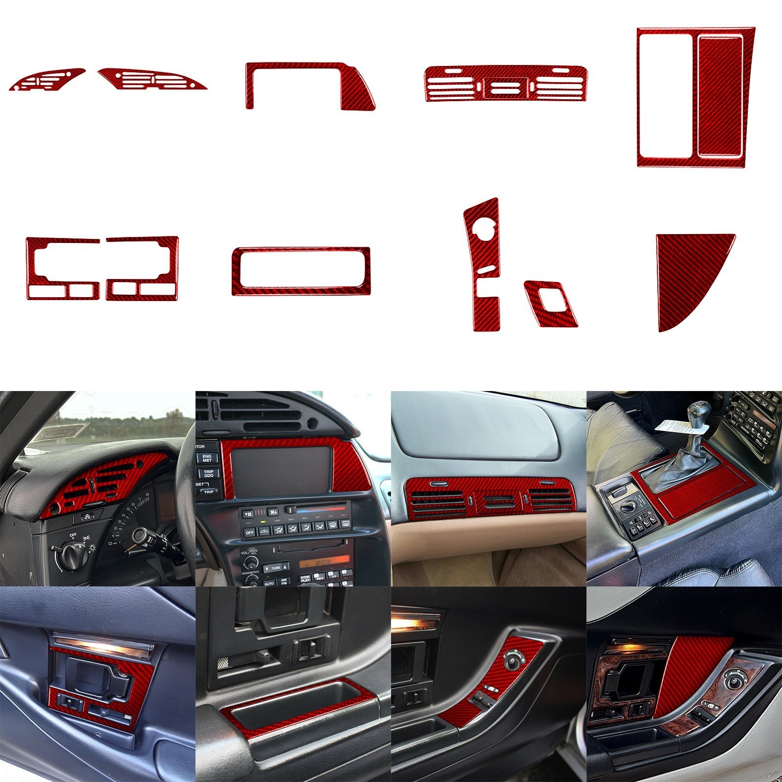 13Pcs Chevrolet Corvette C4 red carbon fibre full interior kit 1994-1996