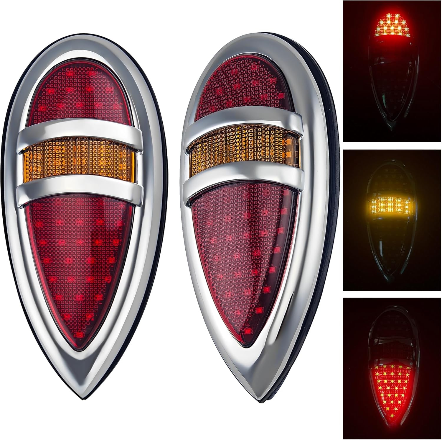 2X Hot Rod Classic LED Teardrop Tail Lights Mount Brake Turn Signal for Lincoln
