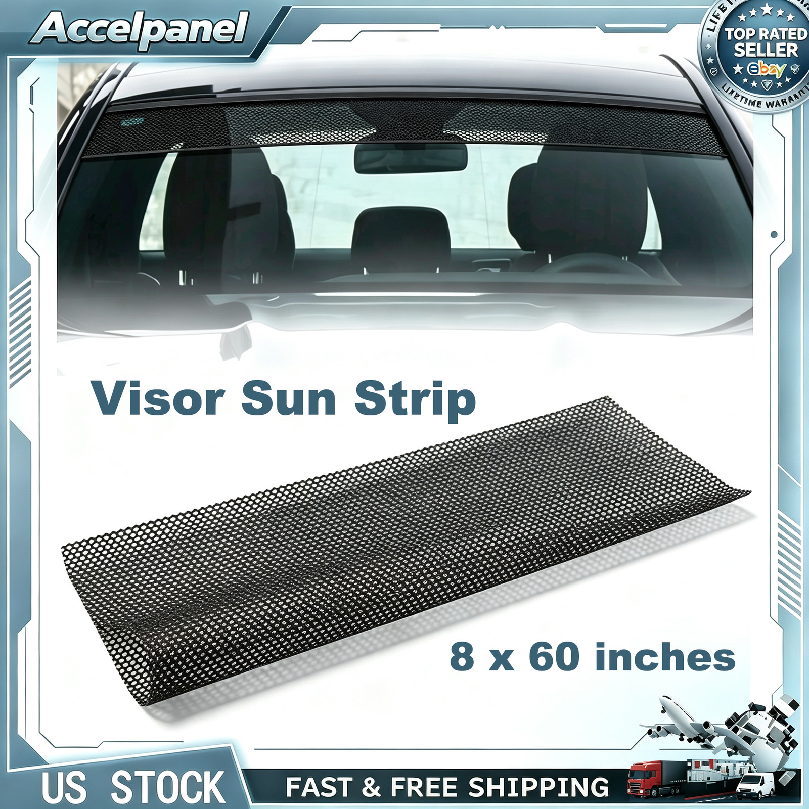 20x150cm Car Windshield Window Visor Sun Strip Vinyl Mesh Sticker Accessories