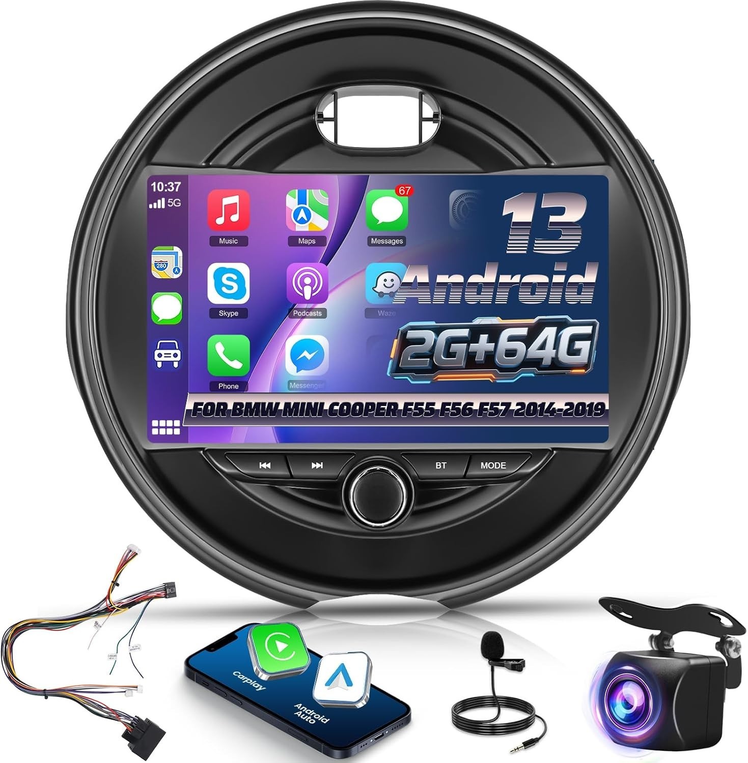 Upgrade 2G+64G Car Stereo for BMW Mini Cooper F55 F56 F57 2014-2019 (5 Door... Upgrade 2G+64G Car Stereo for BMW Mini Cooper F55 F56 F57 2014-2019 (5 Door...