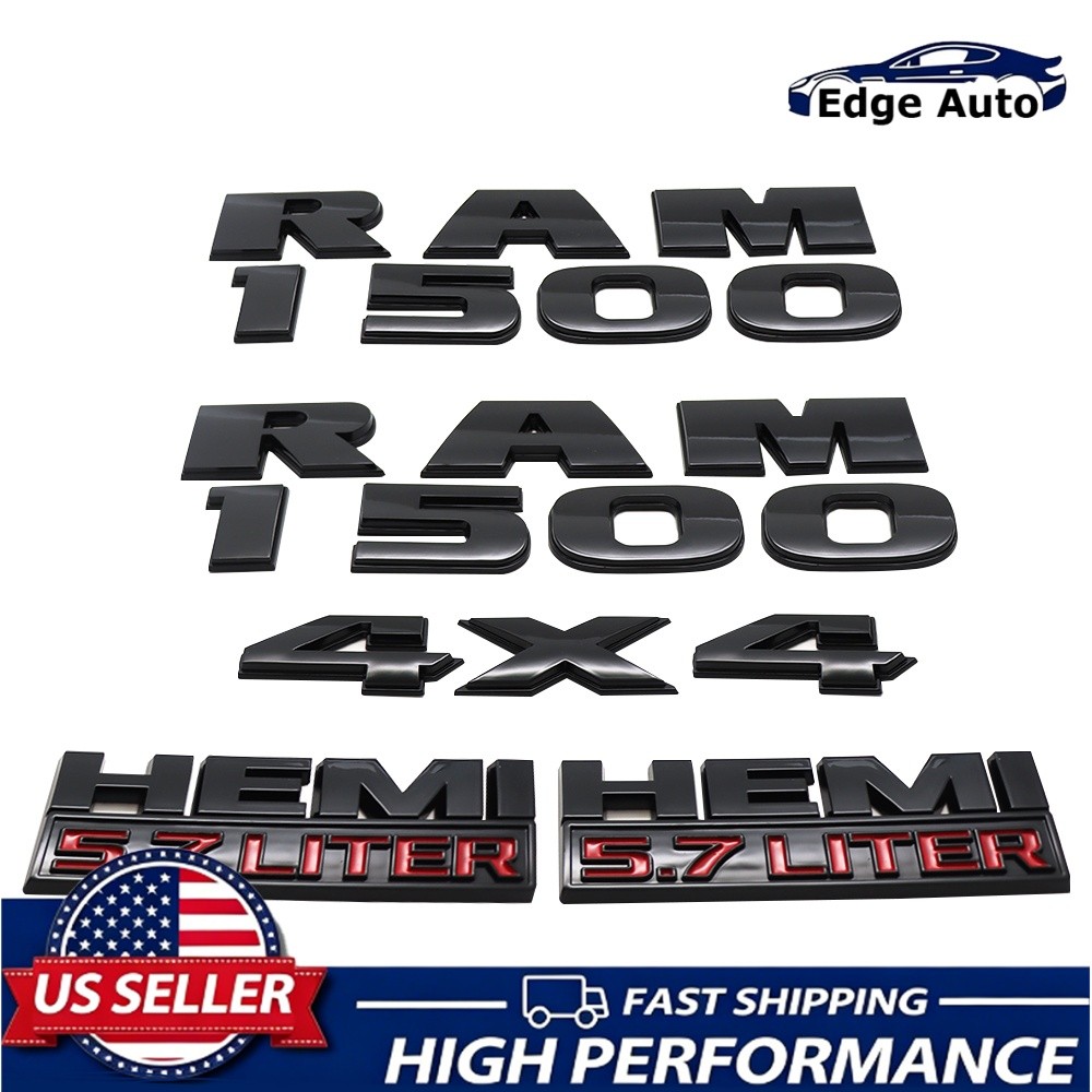 For 2013-2018 RAM 1500 5.7 Liter HEMI 4X4 Fender Tailgate Emblem Gloss Black