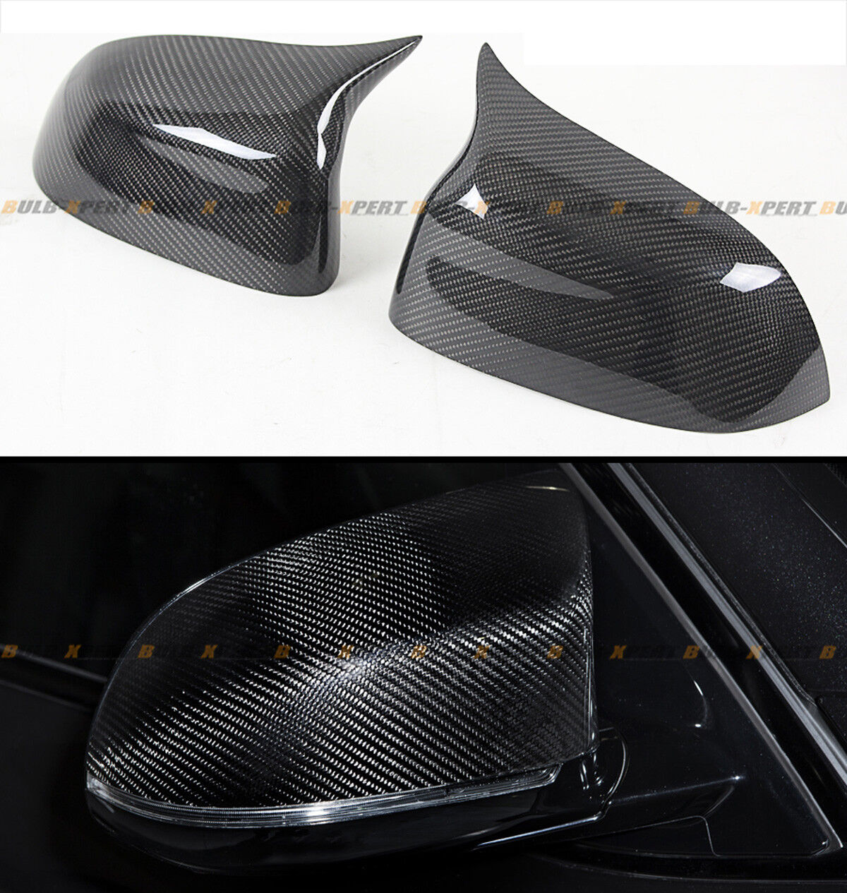FOR 2015-2018 BMW X5 X6 CARBON FIBER SIDE MIRROR COVER CAPS REPLACEMENT- M STYLE