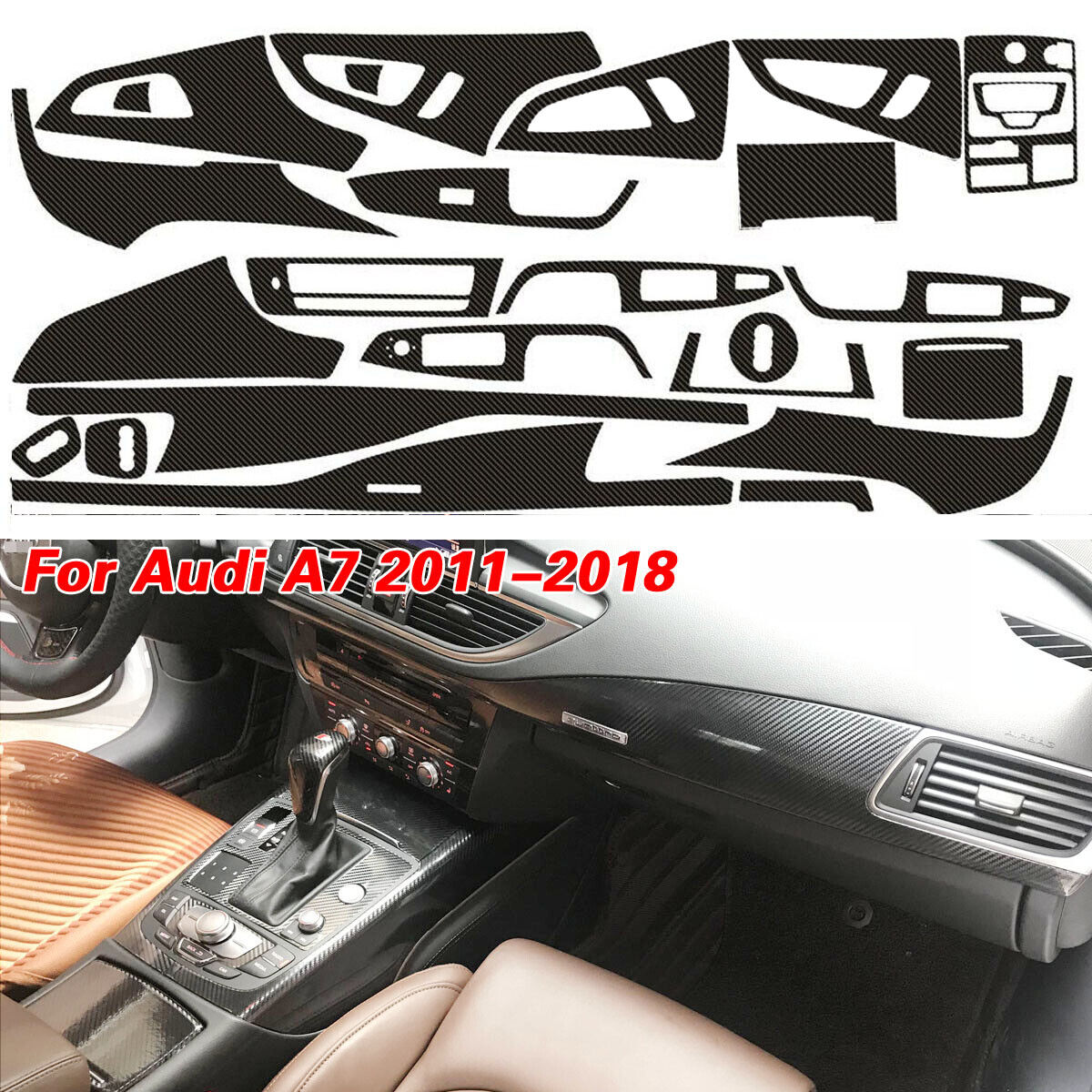 For Audi A7 2011-2018 5D Carbon Fiber Pattern Interior DIY Trim Decals