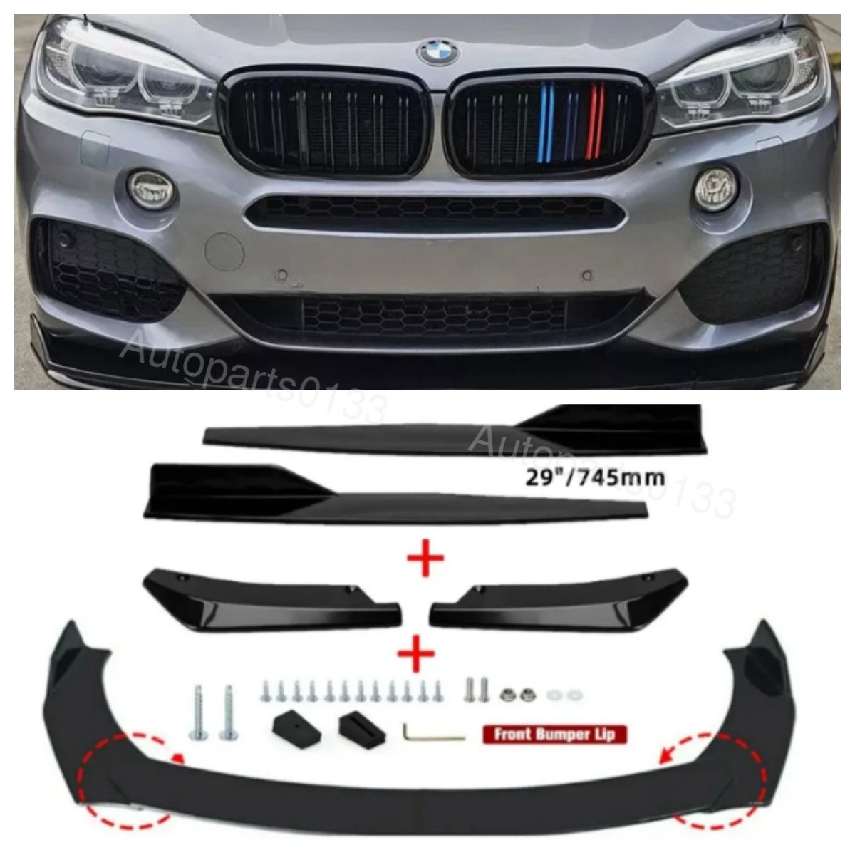 For BMW X1 X2 X3 X4 X5 X6 Black Front Bumper Lip Splitter+29\