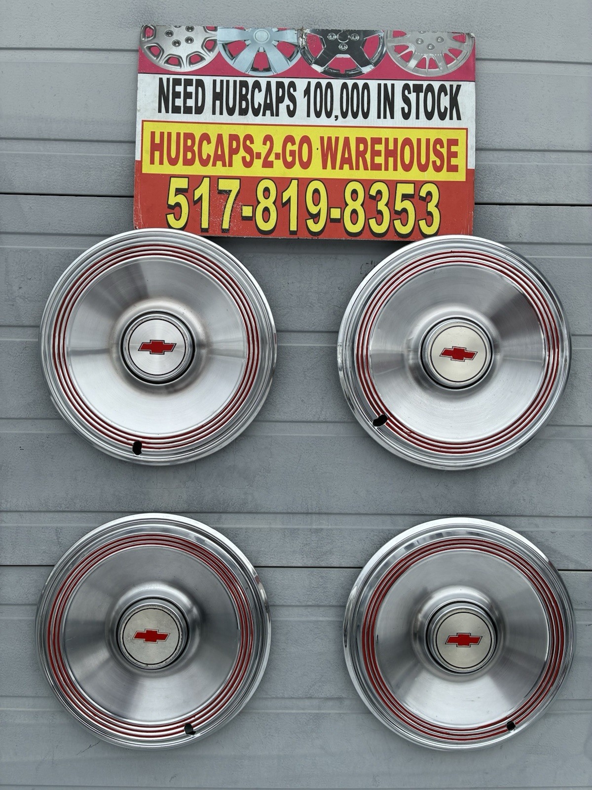 1973 Chevrolet Impala 15” Original Full hubcaps 4 Rare Nice Beautiful Stainless