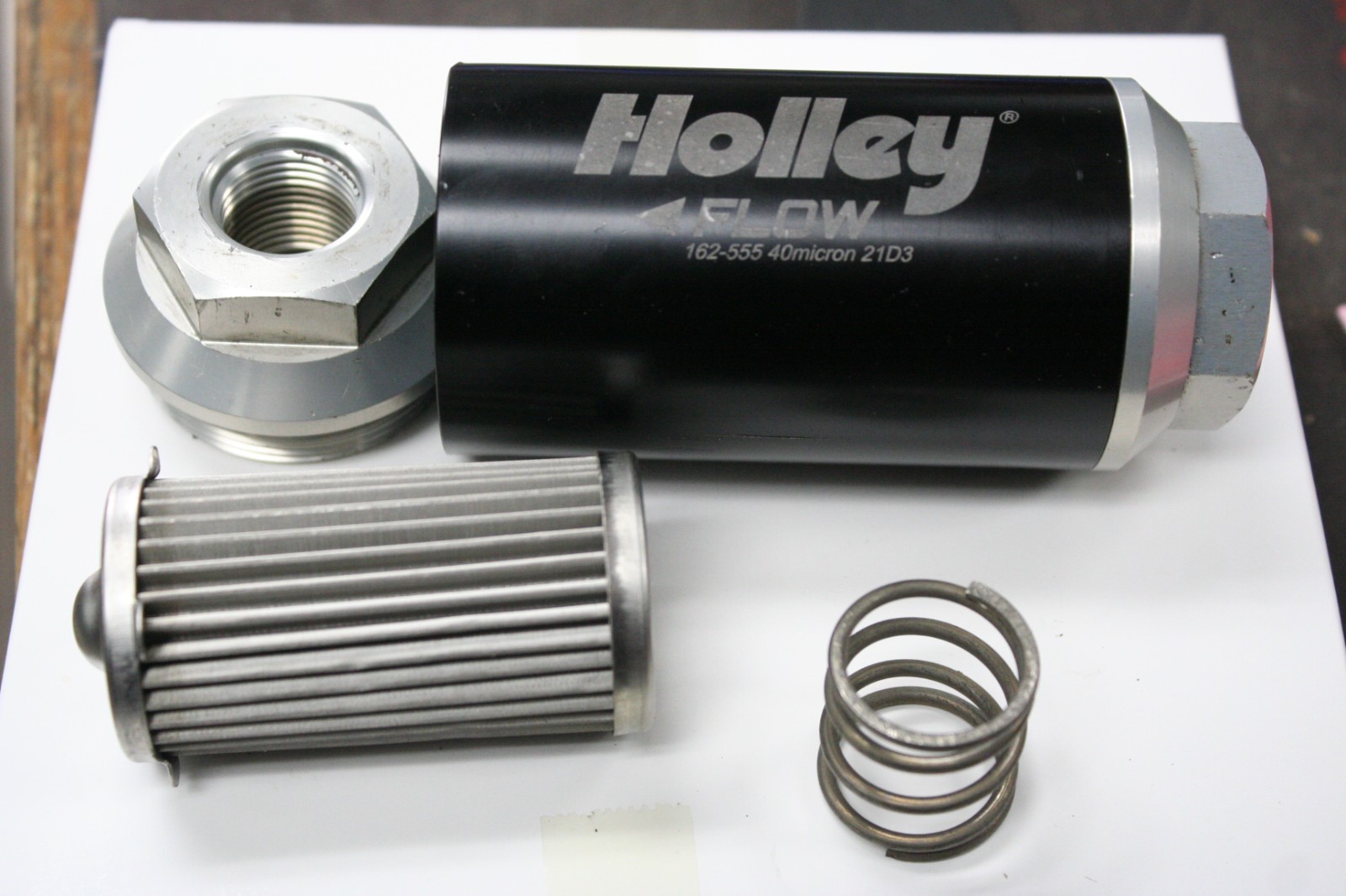 Holley 162-555 Billet PRE Fuel Filter 8an 40-Micron 175GPH BLACK l Anodize USED