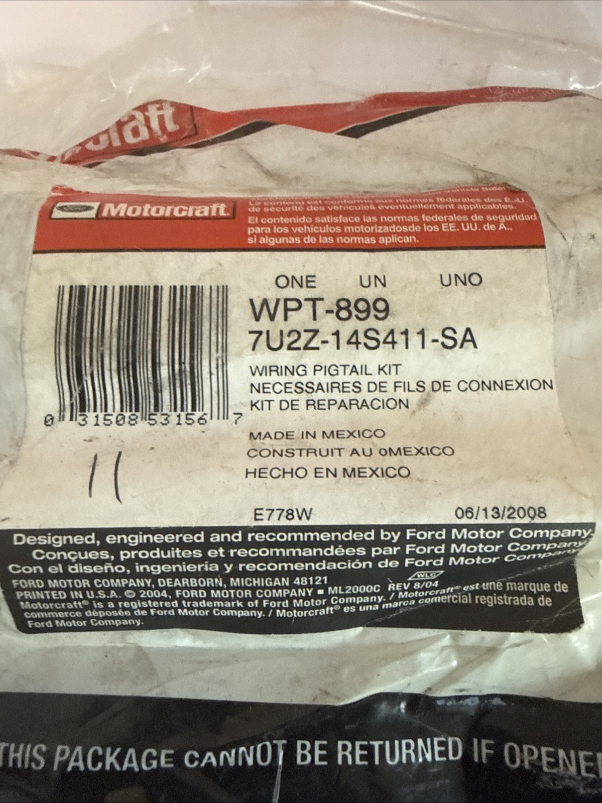 OEM Motorcraft Cam Position Sensor Pigtail WPT899 Ford 7.3 Powerstroke 96-03 OEM Motorcraft Cam Position Sensor Pigtail WPT899 Ford 7.3 Powerstroke 96-03
