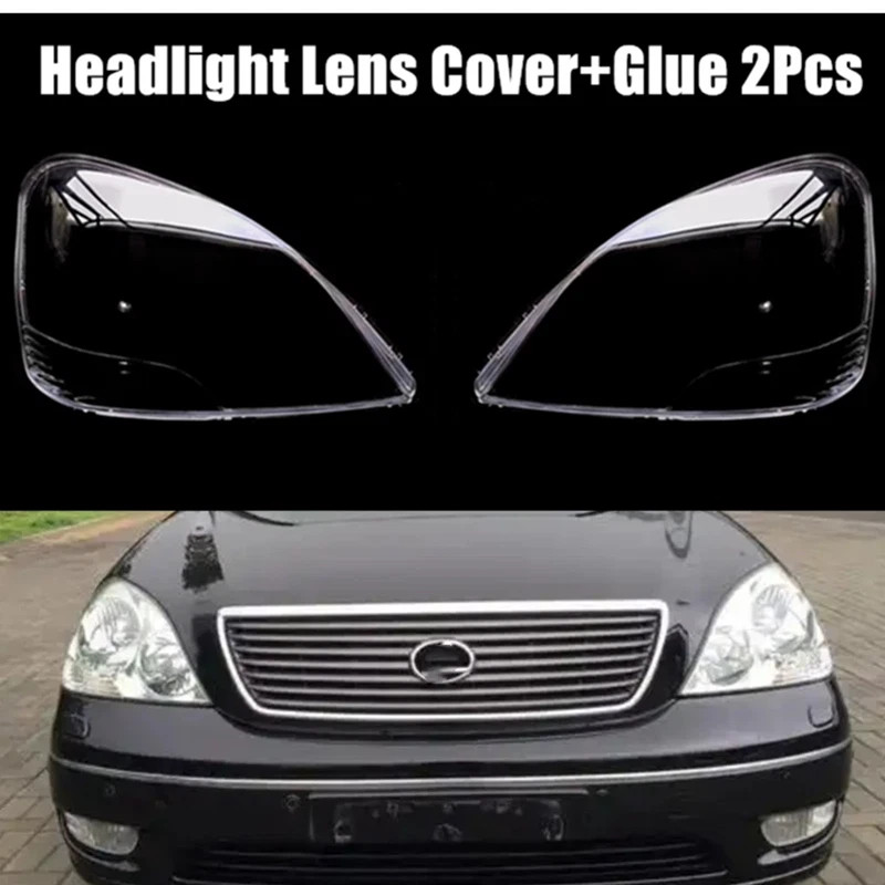 2pcs For Lexus Ls430 2001-2003 Headlight Lens Cover Shell Lampshade + Seal Glue