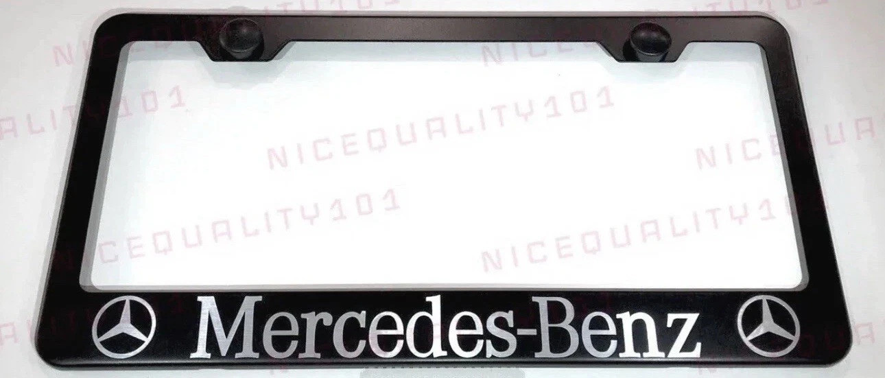 Mercedes Benz AMG Stainless Steel Matte Black License Plate Frame W/ Bolt Caps
