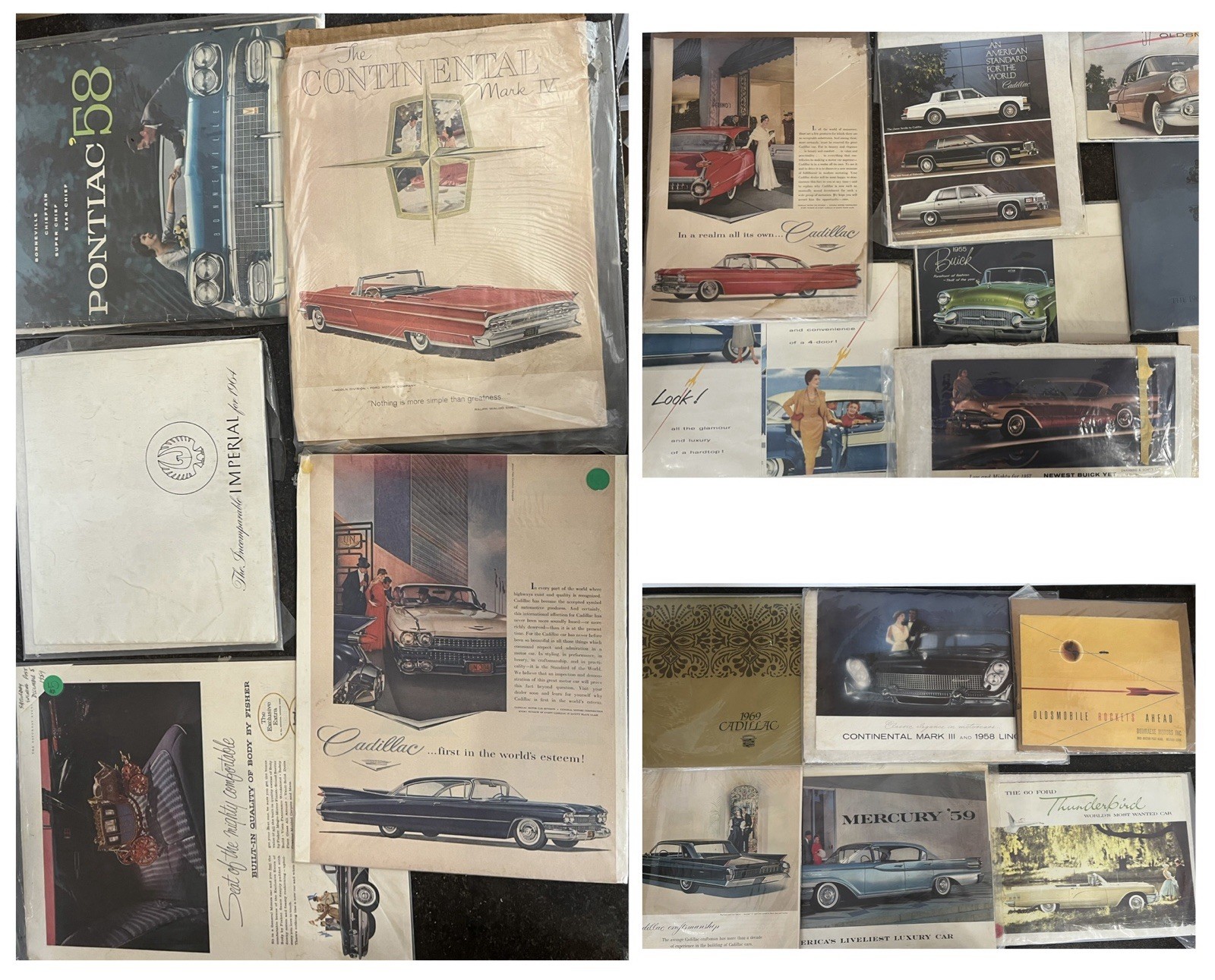 Vtg 1958-61 Auto Brochure Lot Cadillac Imperial Lincoln Pontiac Sales Literature Vtg 1958-61 Auto Brochure Lot Cadillac Imperial Lincoln Pontiac Sales Literature