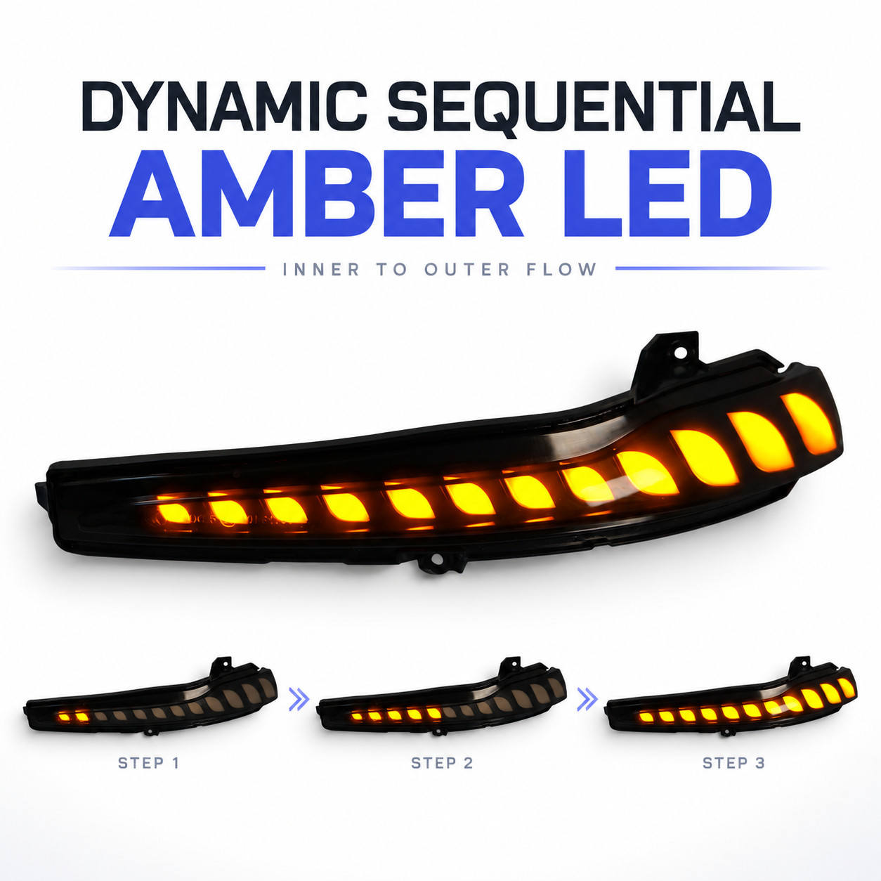 Mercedes W205 W213 W217 W222 Smoked Dragon Scale Sequential Mirror Turn Signal