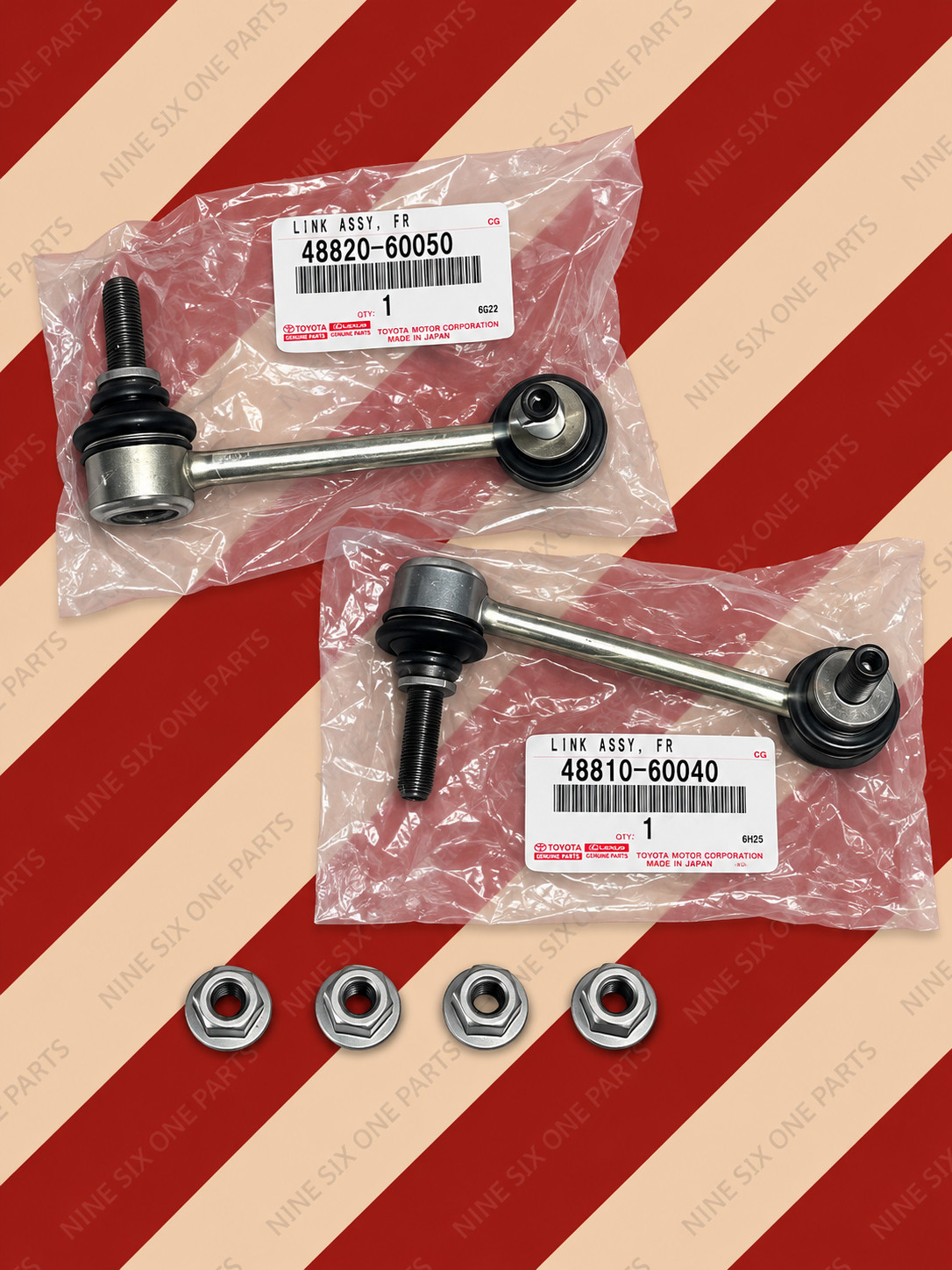 (48810-60040+48820-60050) Genuine Toyota Front LH/RH Sway Bar Link Set with Nut