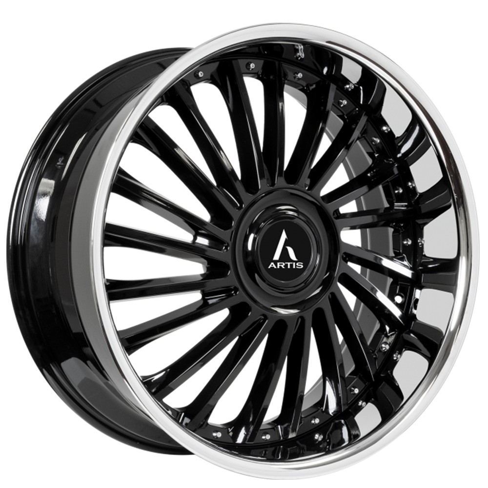 Artis Wheels Renegade XL 22x9/22x10 Gloss Black with SS Lip (4pcs) B2