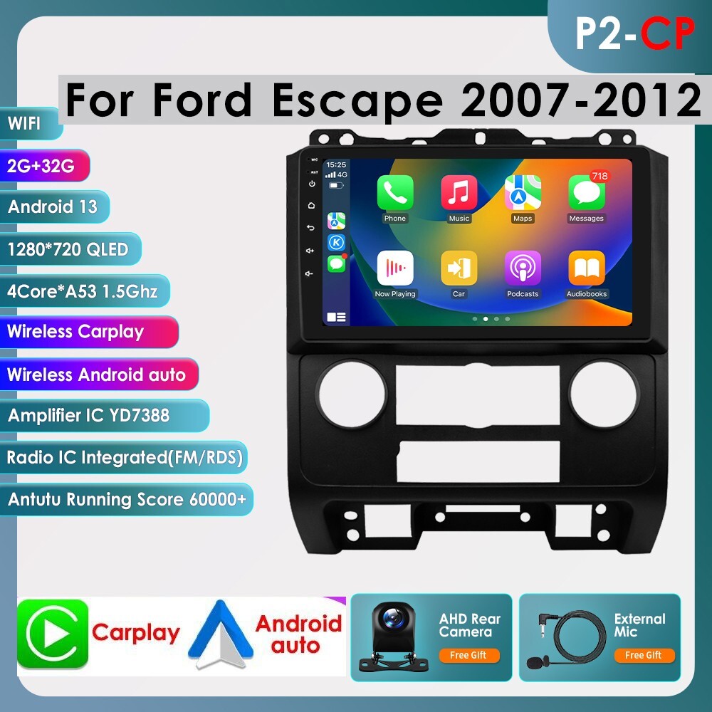 For Ford Escape 2007-2012 Android 13 Car Stereo Radio GPS Navi WIFI BT CarPlay
