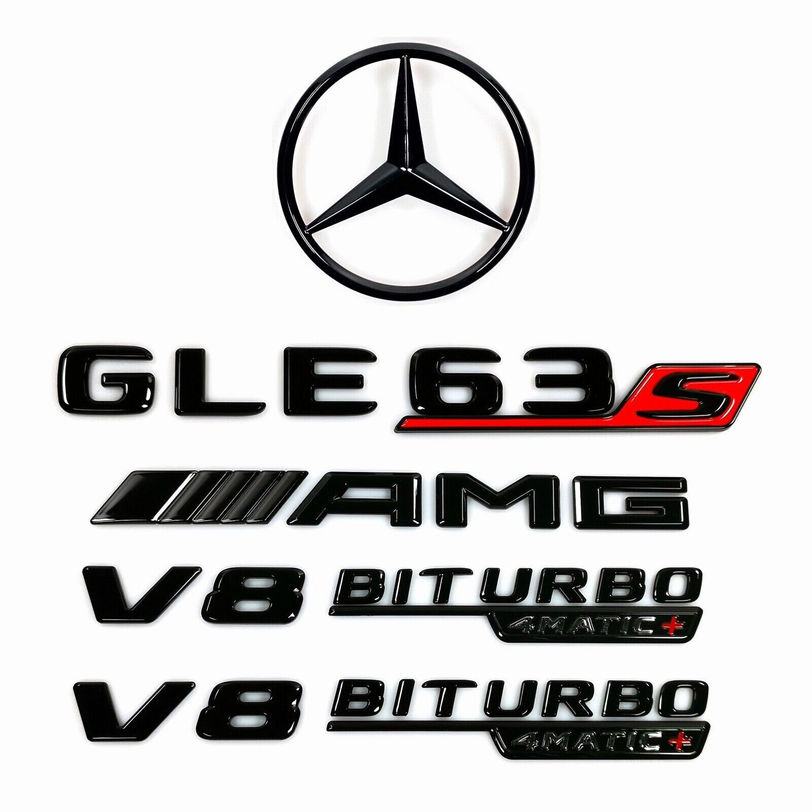 glossy black GLE V167 StarEmblem+GLE63S+AMG+V8BITURBO4MATIC+x2 Rear Fender Badge glossy black GLE V167 StarEmblem+GLE63S+AMG+V8BITURBO4MATIC+x2 Rear Fender Badge