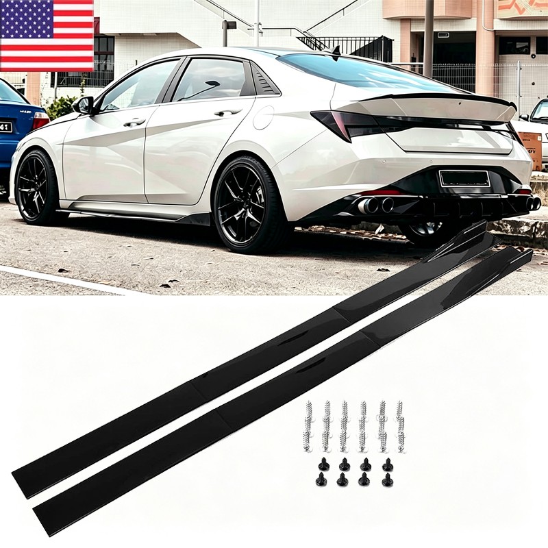 86.6\'\' 2.2M  Black Side Skirt Extension Rocker Panels Lip For Hyundai Elantra