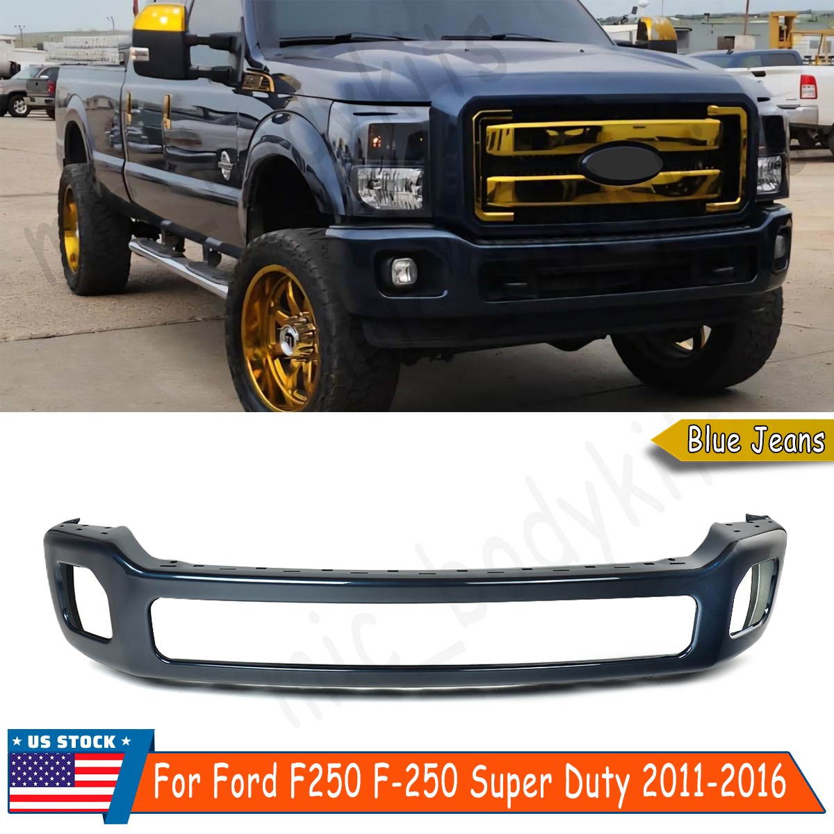 N1 Blue Jeans Front Bumper Face Bar Steel For 2011-16 F250 F350 F450 Super Duty