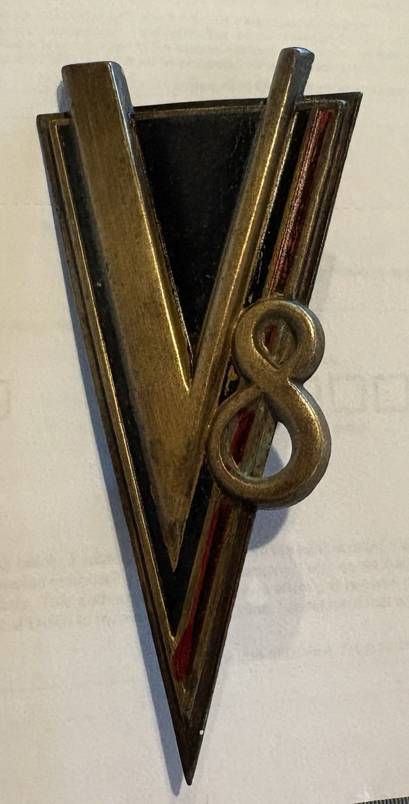 1934-1938 CADILLAC LASALLE V8 GRILLE TRUNK EMBLEM BADGE, OEM SHOW CAR QUALITY