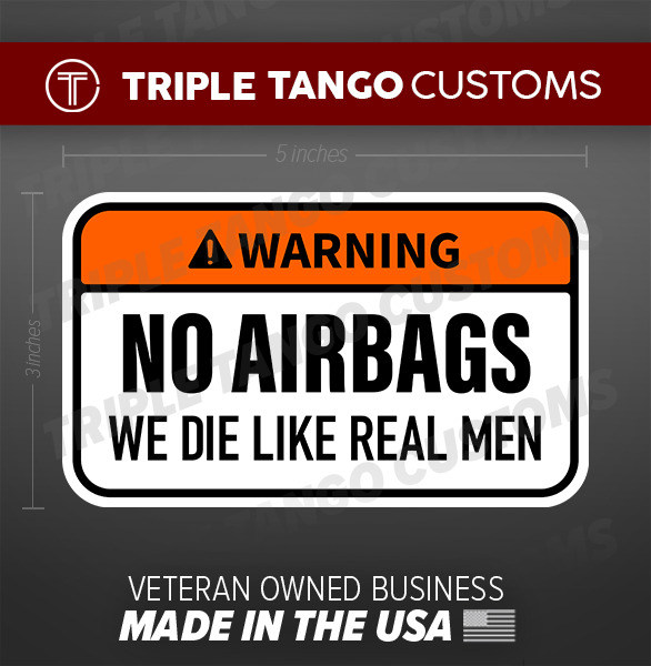 WARNING Funny Bumper Sticker No Air We Die Like Real Men bags Car Decal JDM