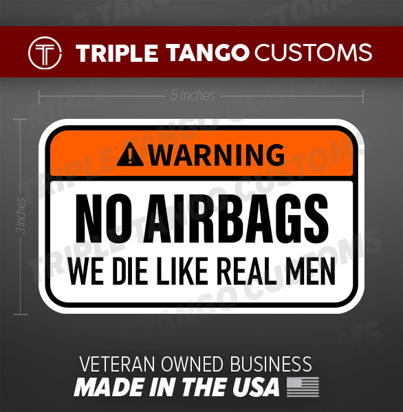 WARNING Funny Bumper Sticker No Air We Die Like Real Men bags Car Decal JDM