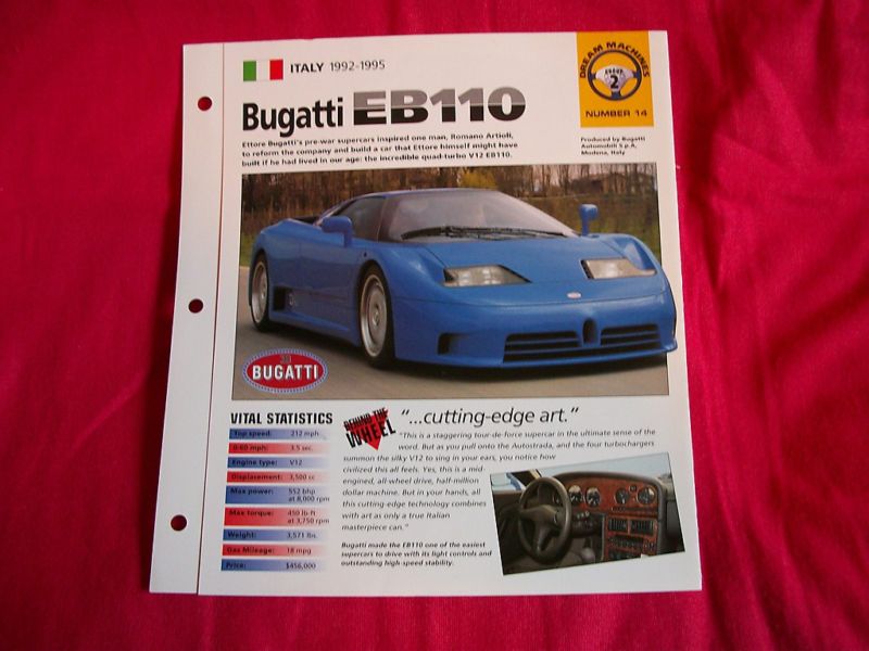 1993 Bugatti EB110 Rare Original Brochure IMP