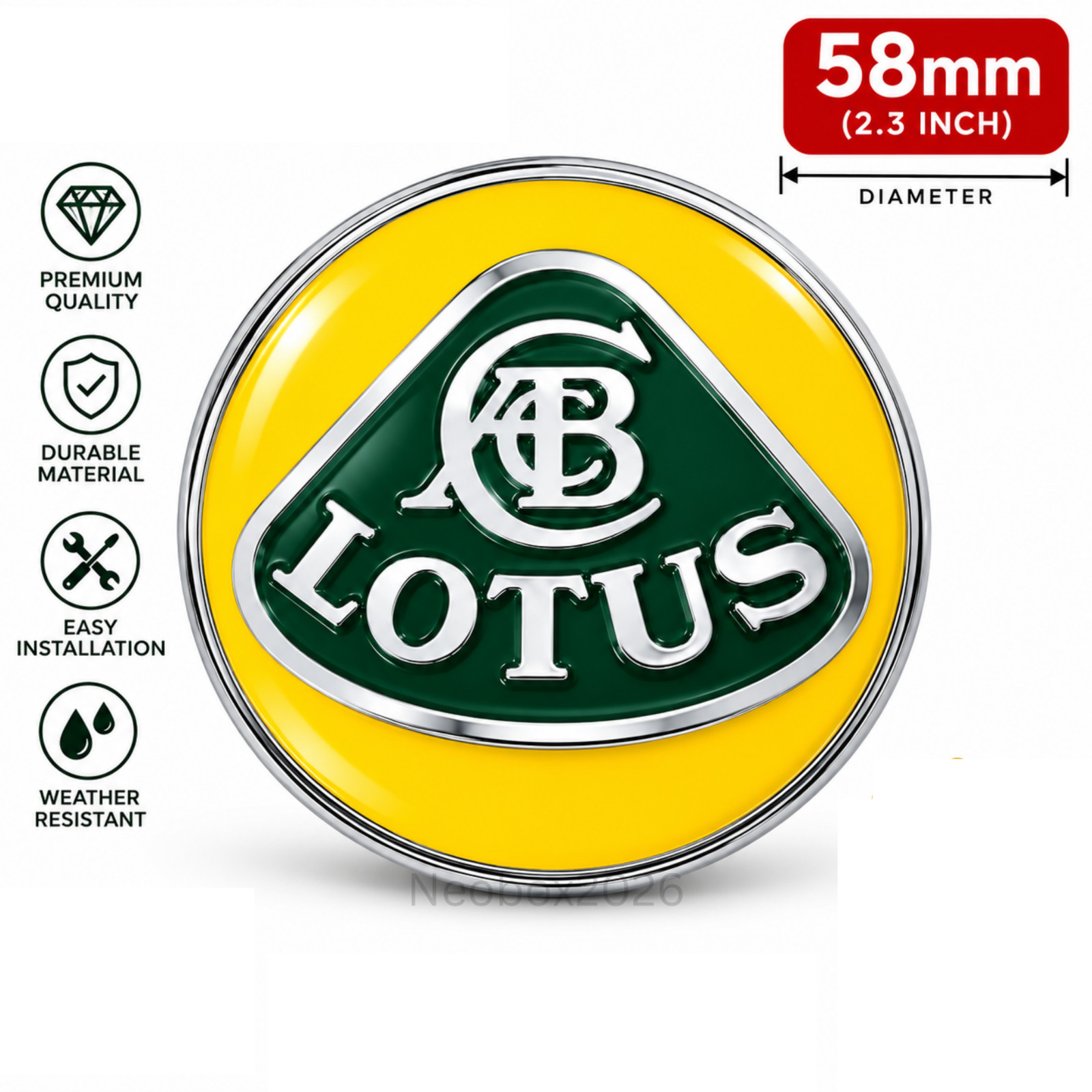 1 Pcs Lotus Emblem Hood Nose Design Yellow Metal Made Fit Exige Evora Elise