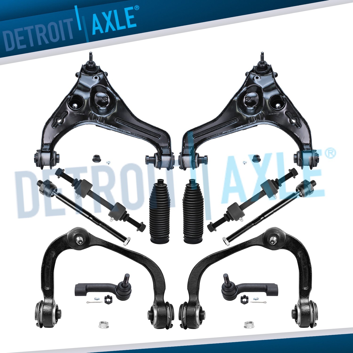 4WD Front Upper and Lower Control Arms Tie Rods Kit for 2009 - 2013 Ford F-150