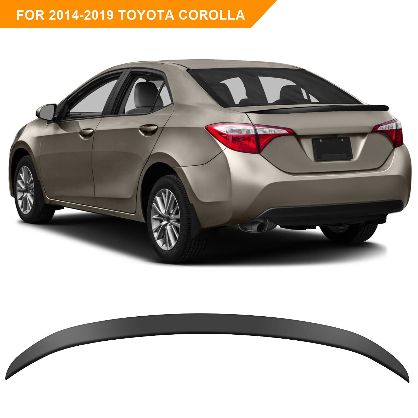 MIROZO For 14-19 Toyota Corolla Factory Style Trunk Spoiler Wing Matte Traction