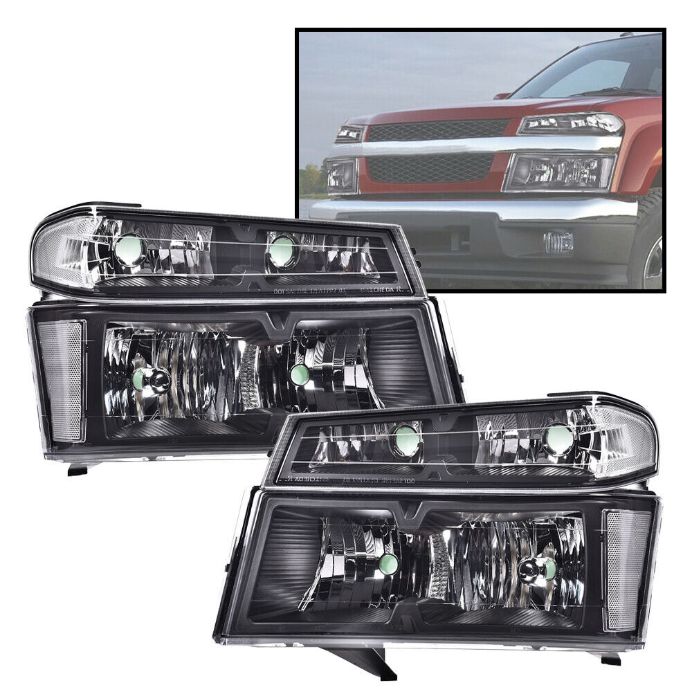 Clear Lens Black Housing Headlights Fit For 2004-2012 Chevy Colorado GMC Canyon
